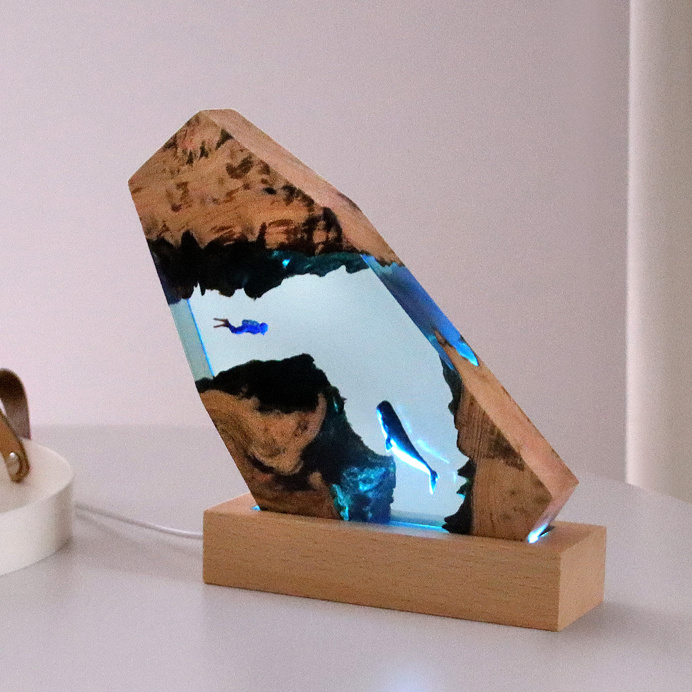 Resin Art Wedding Gift - New Underwater Cave Whale Diver Home