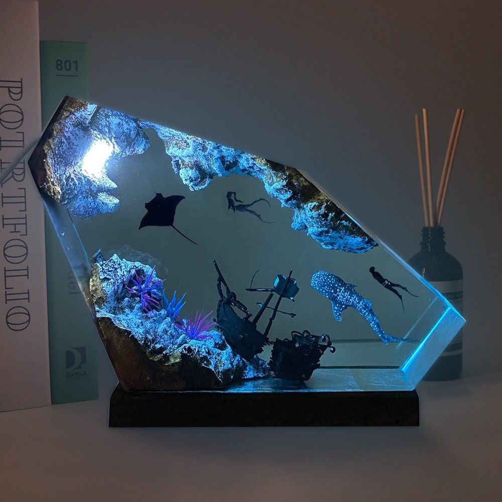 Resin Art Design For Wedding - Marine Resin Wood Art Luminescent Design