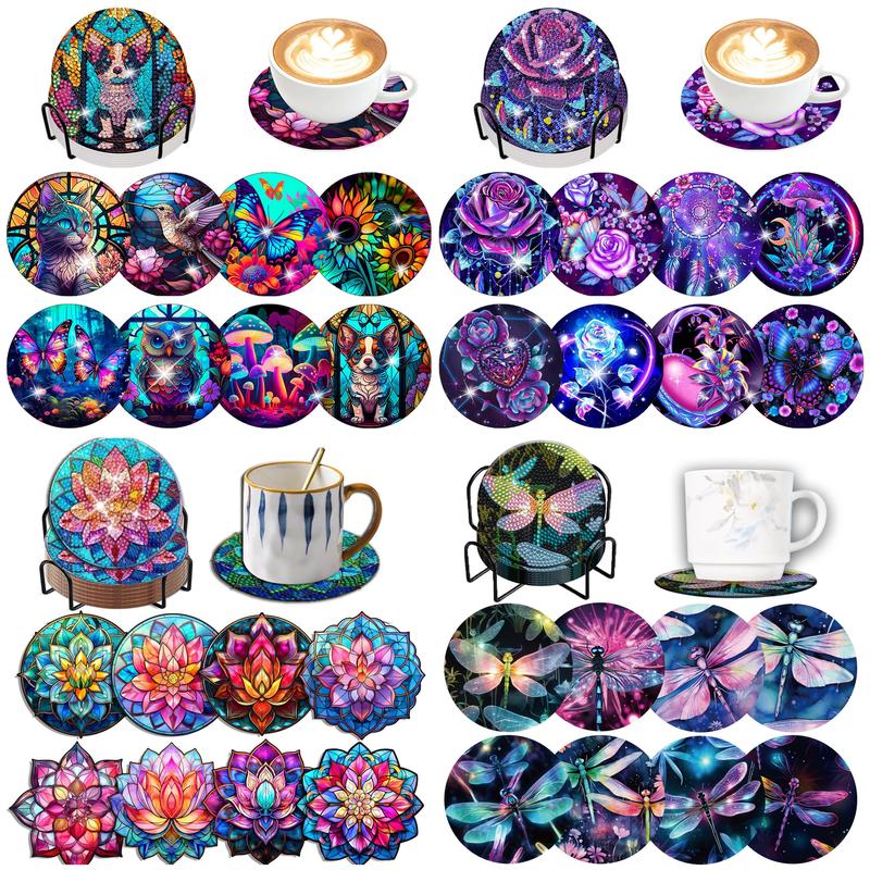 Resin Art And Wood - 8pcs/Set DIY Diamond Painting Coasters with