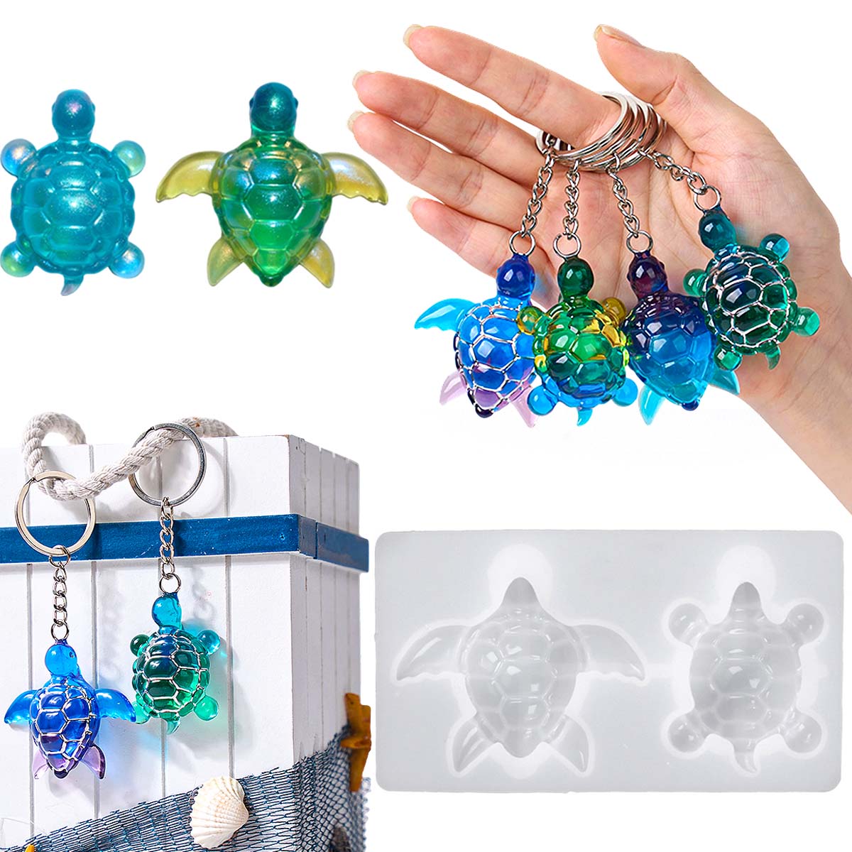 Resin Art Liquid - 3D Sea Turtle Keychain Silicone Mold