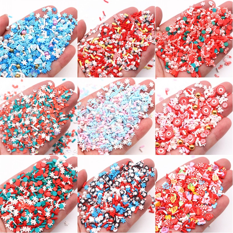 Xmas Resin Art - Christmas Polymer Clay Slices Slime Flake