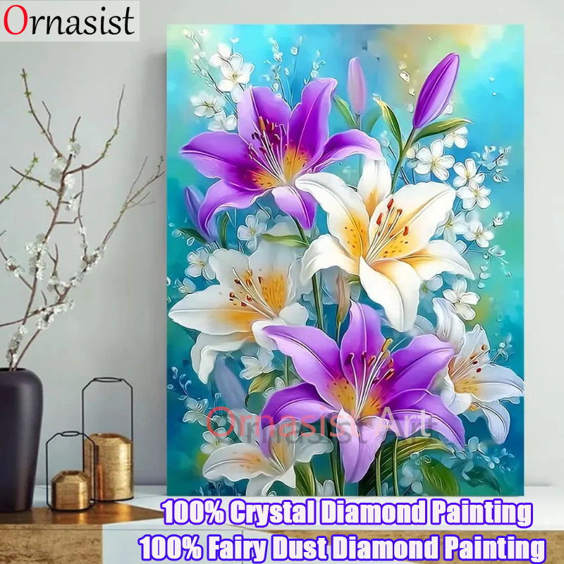 Resin Art Wallpaper - Full Crystal Diamond Mosaic Art Flower
