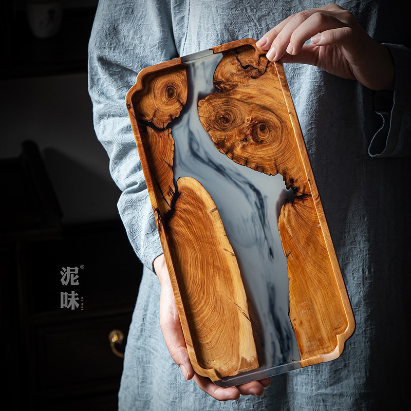 Japanese Zen Style Thuja Wood  - đánh giá và giá Resin Art Wooden Tray