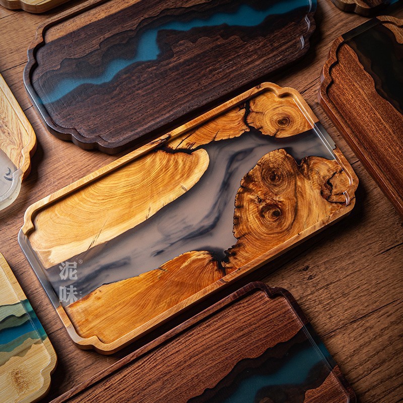Japanese Zen Style Thuja Wood  - đánh giá và giá Resin Art Wooden Tray