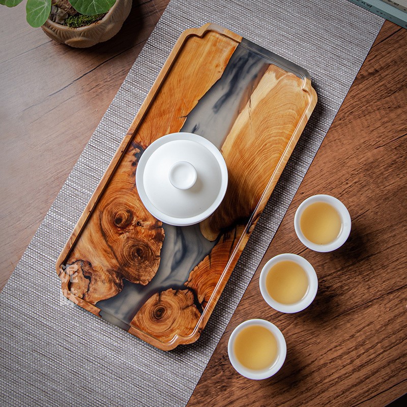 Japanese Zen Style Thuja Wood  - đánh giá và giá Resin Art Wooden Tray