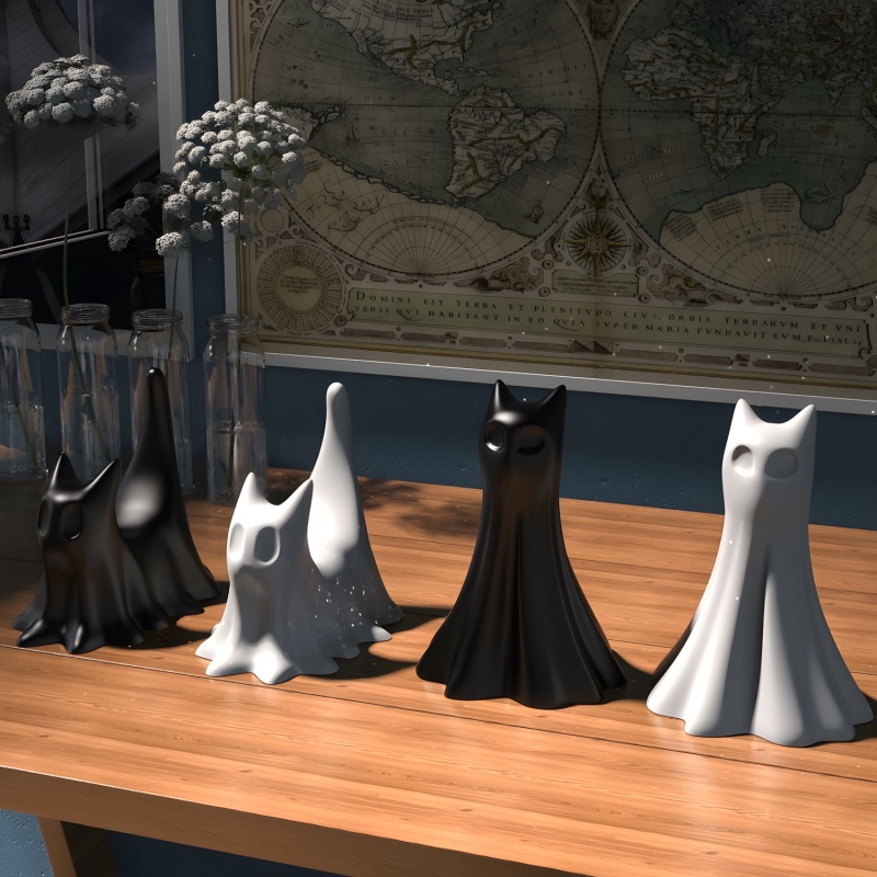 Ghost Cat Halloween Desktop Or - đánh giá và giá Resin Art Uv