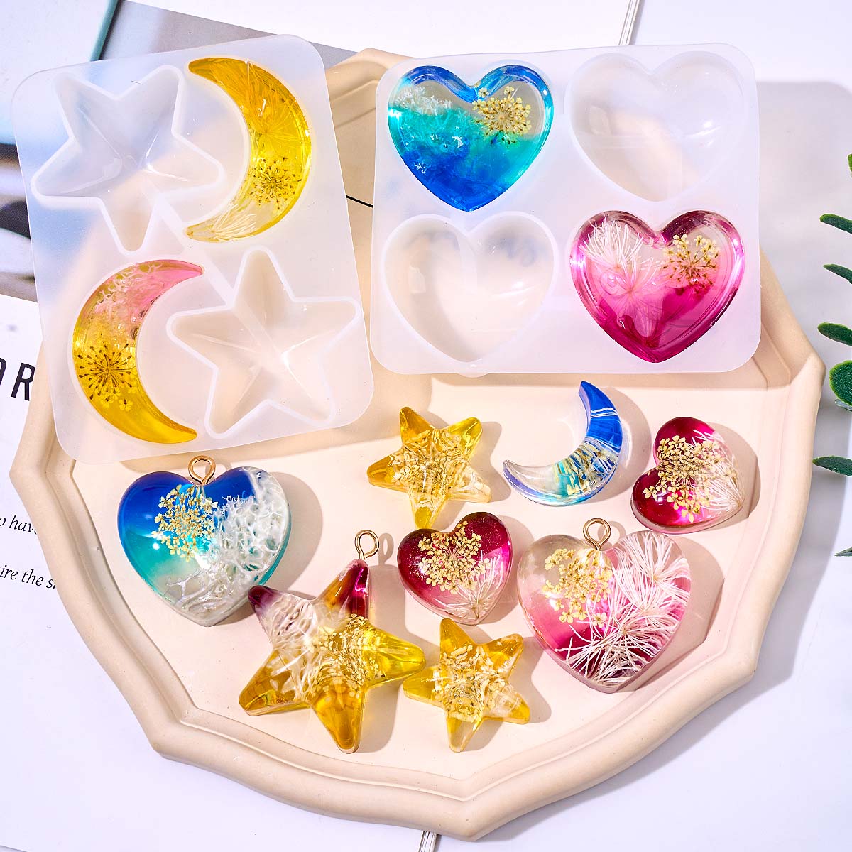 Heart Star Moon Pendant Silico - đánh giá và giá Resin Art Liquid