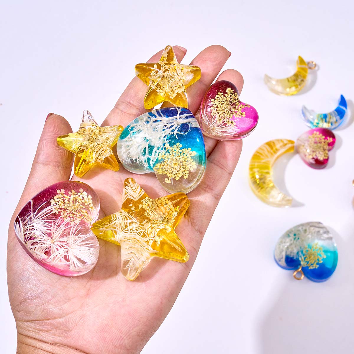 Heart Star Moon Pendant Silico - đánh giá và giá Resin Art Liquid