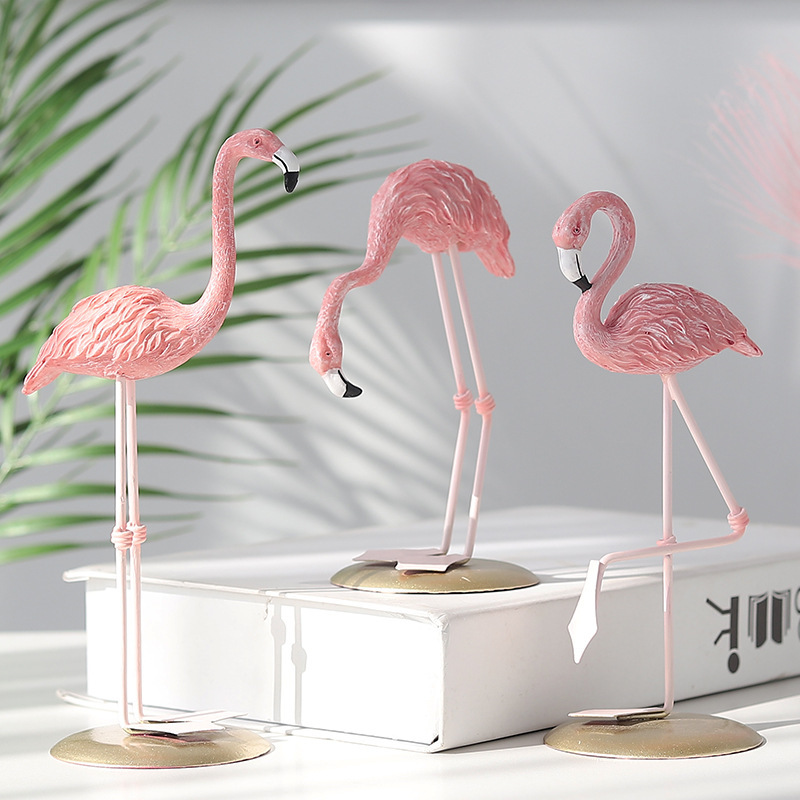 3PCS Pink Flamingo Figurines T - đánh giá và giá Resin Art Wedding Gift