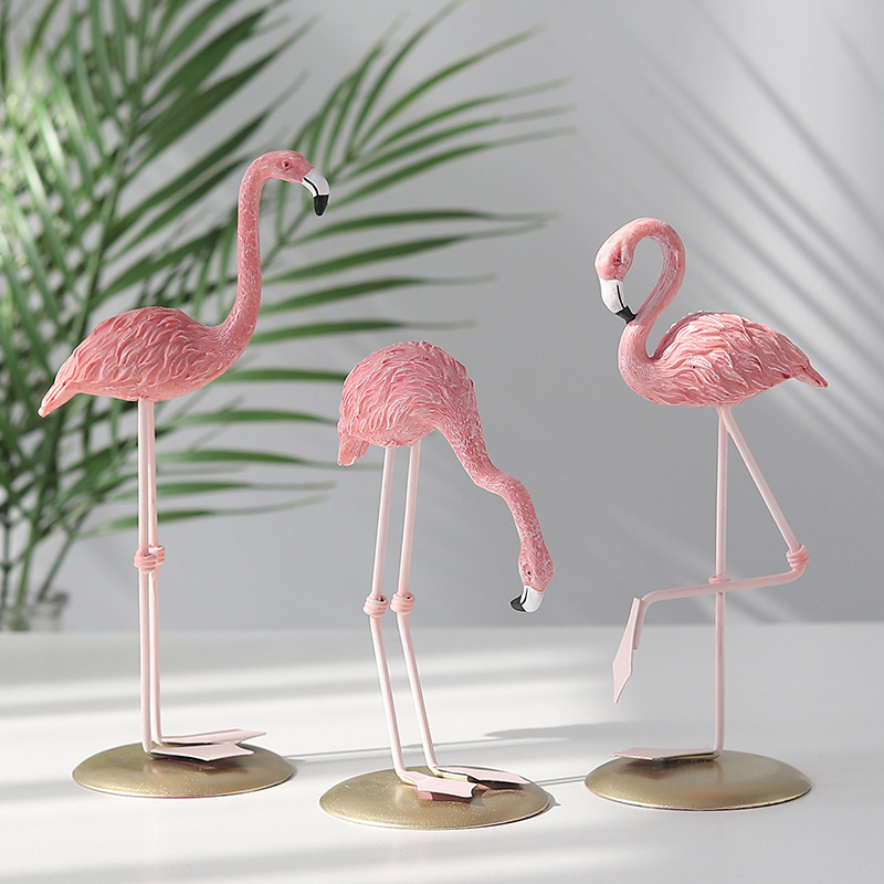 3PCS Pink Flamingo Figurines T - đánh giá và giá Resin Art Wedding Gift