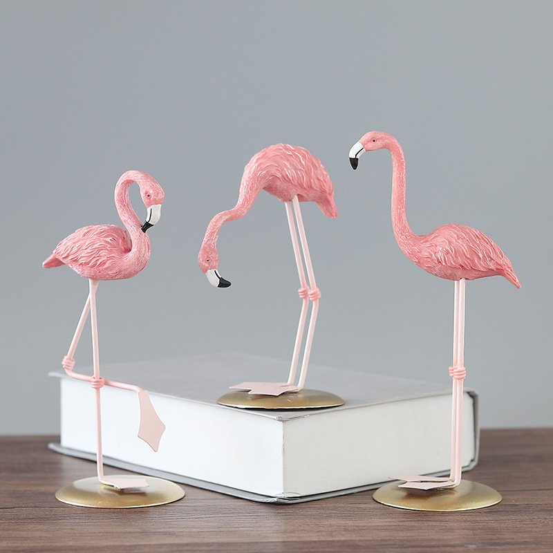 3PCS Pink Flamingo Figurines T - đánh giá và giá Resin Art Wedding Gift