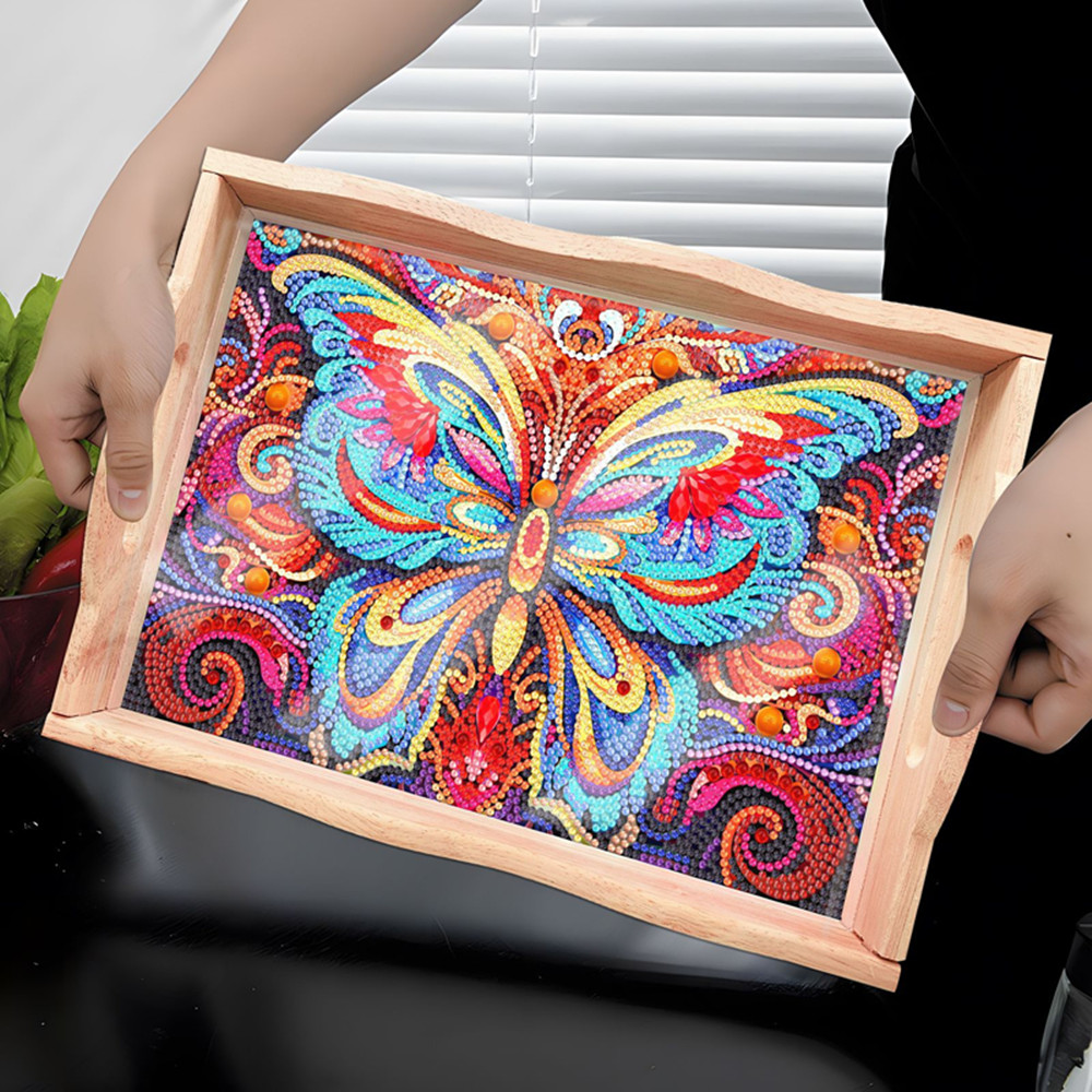 5D DIY Diamond Painted Wooden  - đánh giá và giá Resin Art Wooden Tray