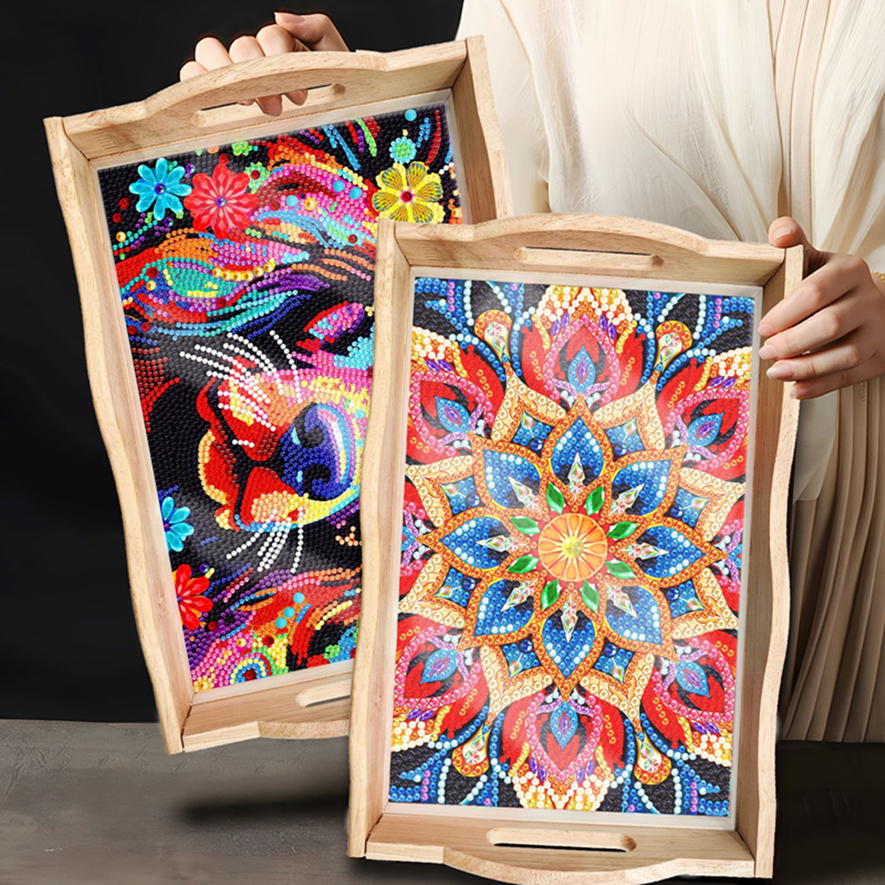 5D DIY Diamond Painted Wooden  - đánh giá và giá Resin Art Wooden Tray
