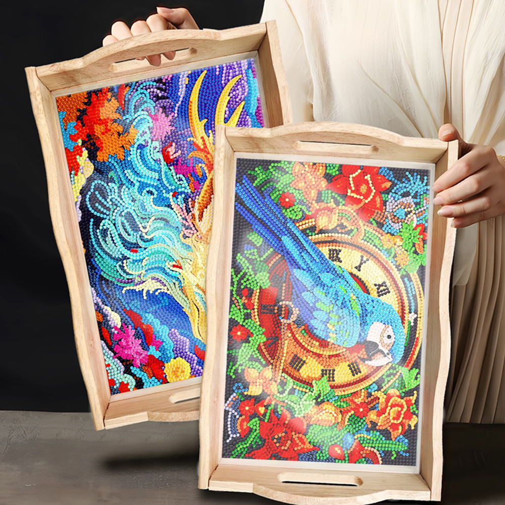 5D DIY Diamond Painted Wooden  - đánh giá và giá Resin Art Wooden Tray