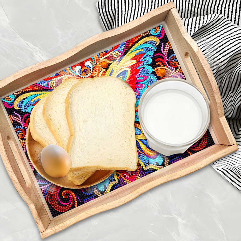 5D DIY Diamond Painted Wooden  - đánh giá và giá Resin Art Wooden Tray