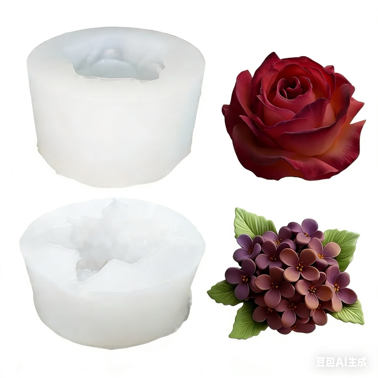 2-Piece 3D Rose and Lilac Sili - đánh giá và giá Resin Art Wedding Gift