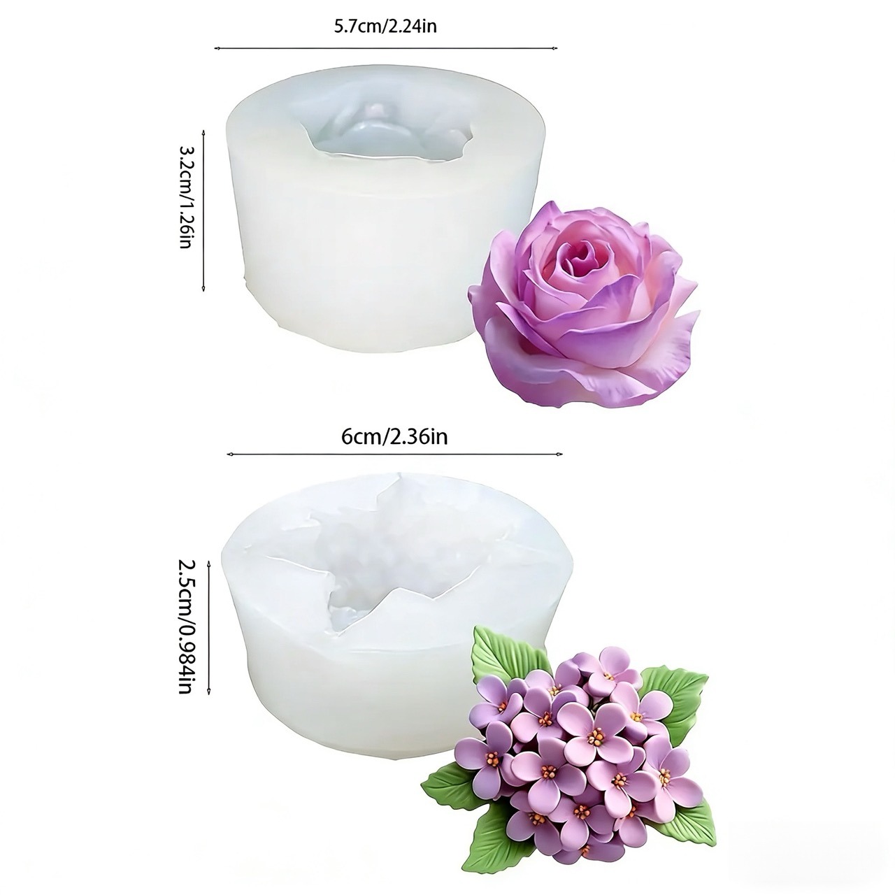 2-Piece 3D Rose and Lilac Sili - đánh giá và giá Resin Art Wedding Gift