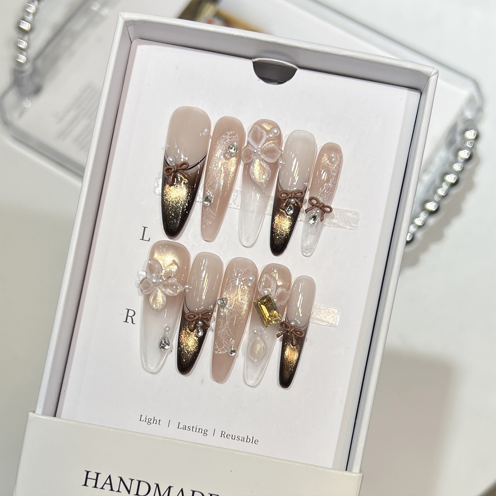 10pcs Cat Eye Print French Nai - đánh giá và giá Resin Art Design For Wedding