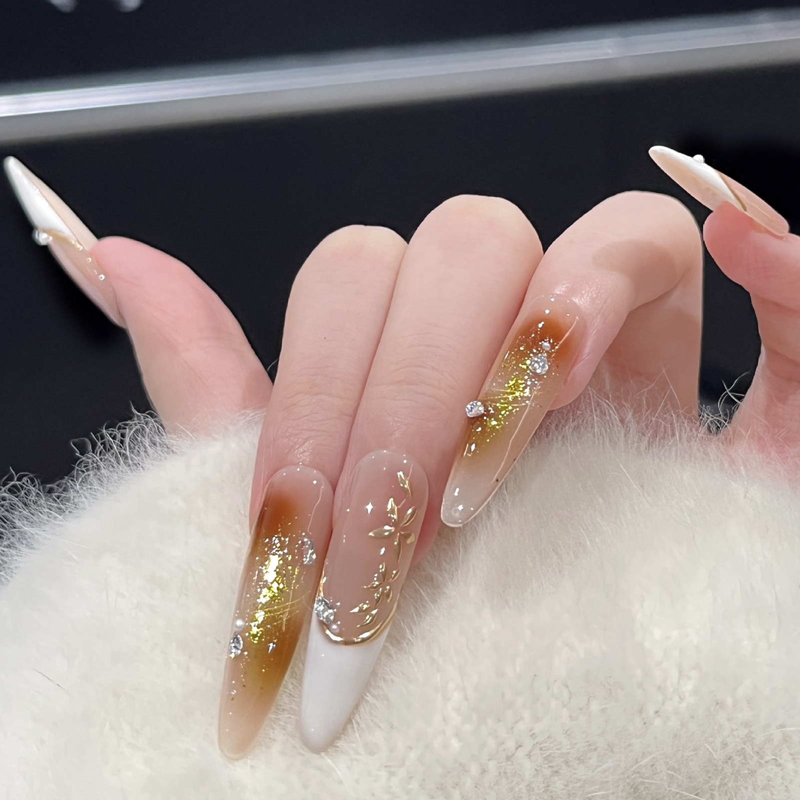 10pcs Cat Eye Print French Nai - đánh giá và giá Resin Art Design For Wedding